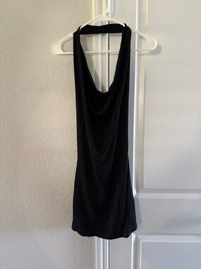 Forever 21 Black Backless Draped Halter Mini Dress